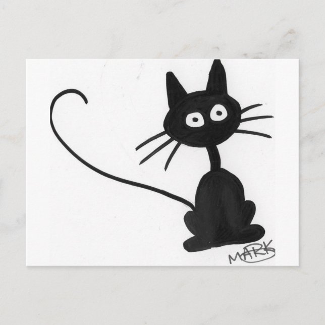 Cartoon Black Cat Postcard (Front)