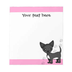 Cartoon Black Chihuahua Pink Paw Print Notepad