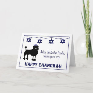 Cartoon Black Poodle Chanukah Card