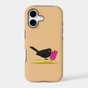 Cartoon Blackbird Eating An Ice Cream