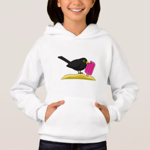 Cartoon Blackbird Eating An Ice Cream