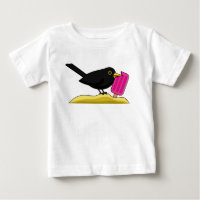 Cartoon Blackbird Eating An Ice Cream