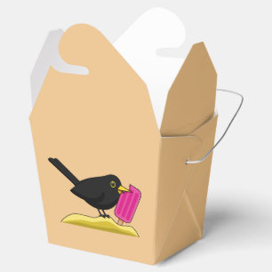 Cartoon Blackbird Eating An Ice Cream Favour Box