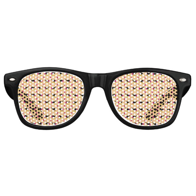 Cartoon Blackbird Eating An Ice Cream Pattern Retro Sunglasses (Front)