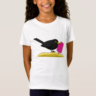 Cartoon Blackbird Eating An Ice Cream T-Shirt