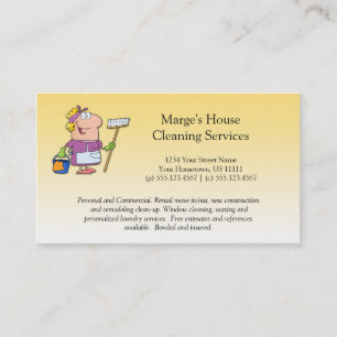 Cartoon Blonde House Cleaning Lady Loyalty Busines Card