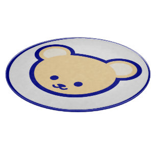 Cartoon Blue Beige Teddy Bear Cute Graphic Cutting Board
