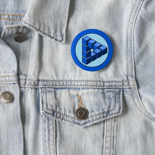 Cartoon Blue Black Toy Blocks Triangle Vector Art 6 Cm Round Badge (In Situ)