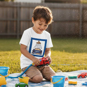 Cartoon Blue Car Wash Vintage Auto Detailing T-Shirt