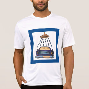 Cartoon Blue Car Wash Vintage Auto Detailing T-Shirt