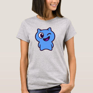 Cartoon blue cat funny minimalist. T-Shirt