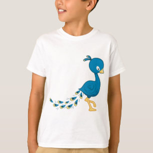 Cartoon Blue Peacock Bird T-Shirt
