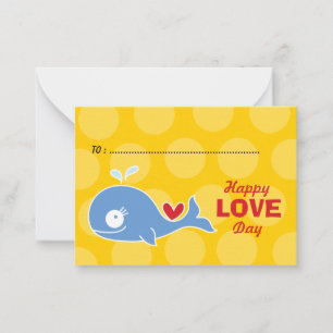 Cartoon Blue Whale Photo Kids Classroom Valentine Card