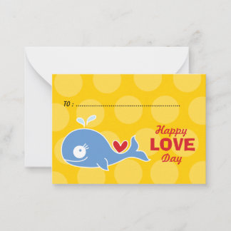 Cartoon Blue Whale Photo Kids Classroom Valentine Card