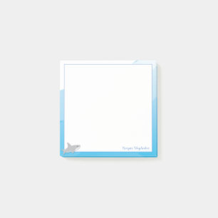 Cartoon Blue White Grey Shark Animal Name Post-it Notes