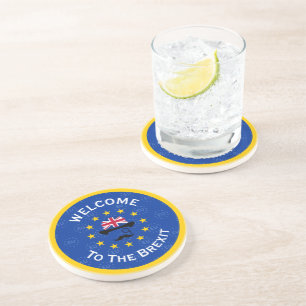 Cartoon Blue Yellow European Union Brexit Art Coaster