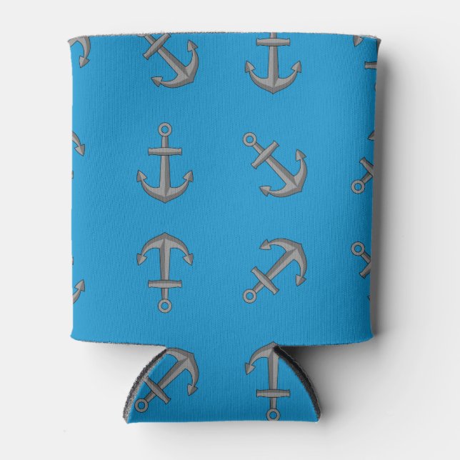 Cartoon Boat Anchor Set Can Cooler (Front)