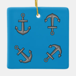 Cartoon Boat Anchor Set Ceramic Ornament