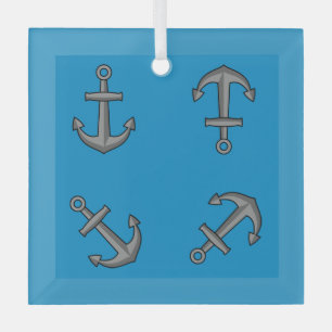Cartoon Boat Anchor Set Glass Tree Decoration