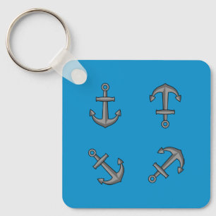 Cartoon Boat Anchor Set Key Ring