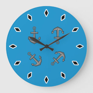 Cartoon Boat Anchor Set Large Clock