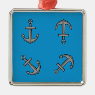 Cartoon Boat Anchor Set Metal Tree Decoration