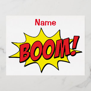 Cartoon Boom Thunder_Cove Foil Holiday Postcard
