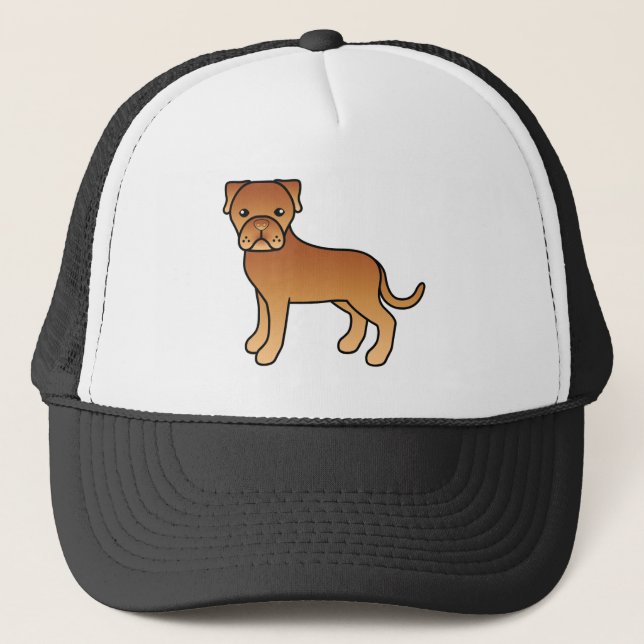 Cartoon Bordeaux Mastiff Dog Trucker Hat (Front)