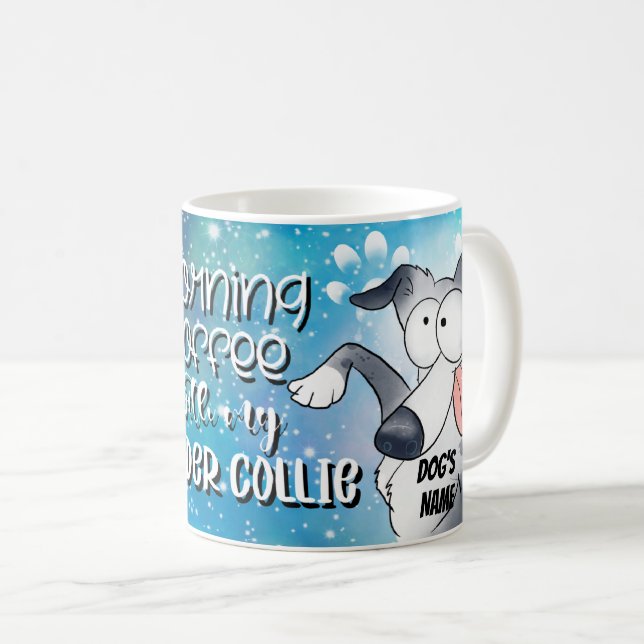Cartoon Border Collie Dog Pet Coffee Mug, Cup (Front Right)