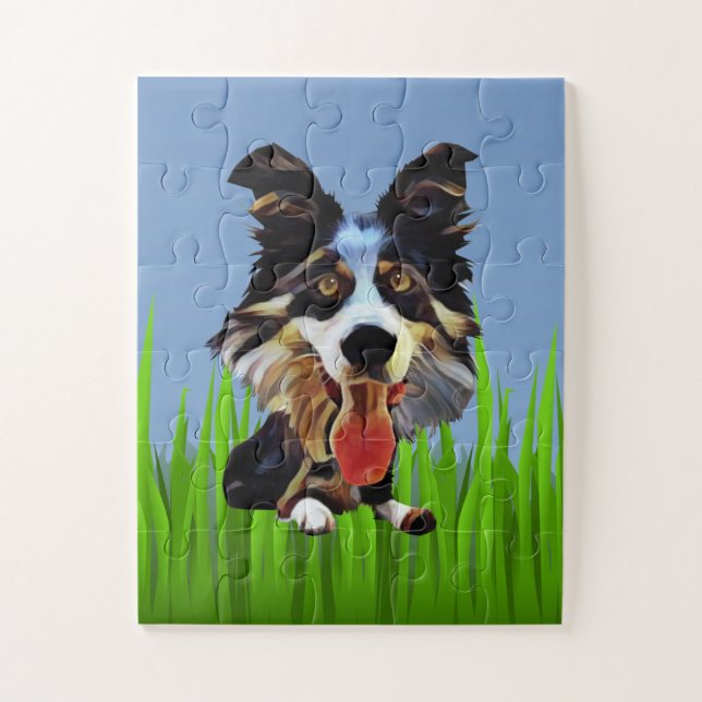 Cartoon Border Collie Puzzle for Kids (Vertical)