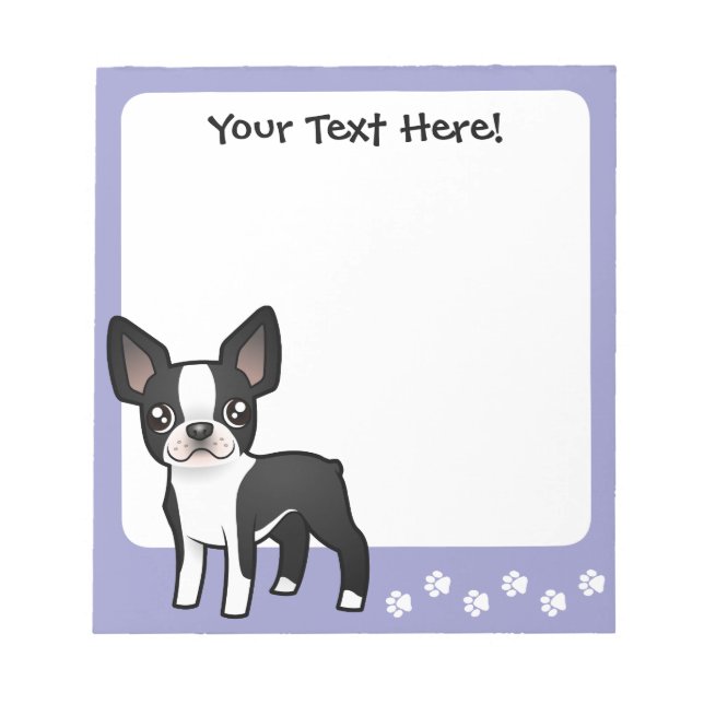 Cartoon Boston Terrier Notepad (Front)