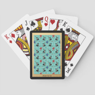 Cartoon Boston Terrier Playing Cards