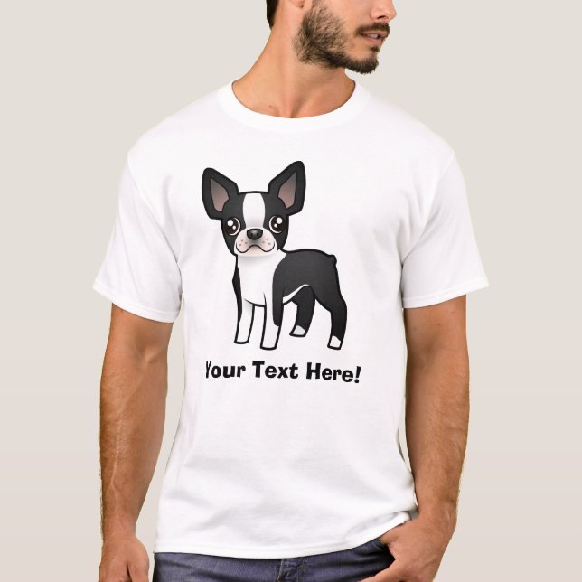 Cartoon Boston Terrier T-Shirt (Front)