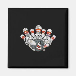 Cartoon Bowler Scared Bowling Pins Funny Sport Hal Magnet