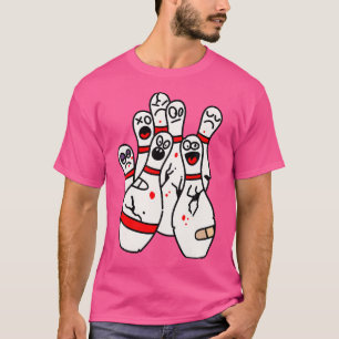 Cartoon Bowling Scared Bowling Pins Funny Sport Bo T-Shirt