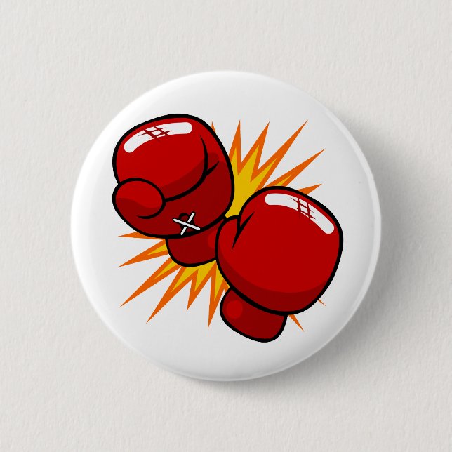 Cartoon Boxing Gloves 6 Cm Round Badge (Front)