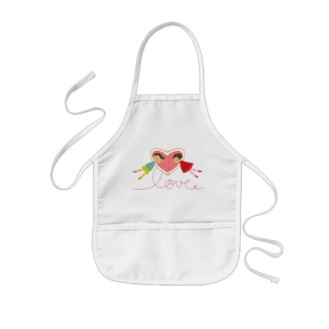 Cartoon Boy and Girl in Love Sweet Valentine Apron (Front)