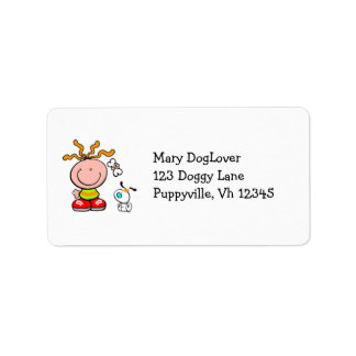 Cartoon Boy feeding dog Label