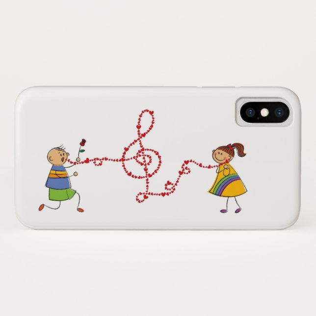 Cartoon Boy Girl Cute Love Song Serenade Proposal Case-Mate iPhone Case (Back (Horizontal))