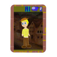 Cartoon Boy Looking at Spaceship 