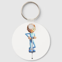 Cartoon Boy on a Pogo Stick