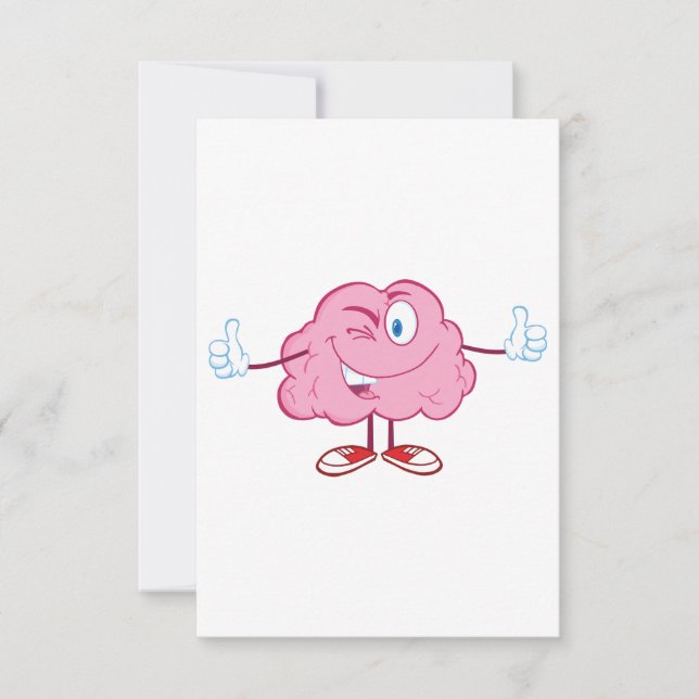 Cartoon Brain Character Invitations (Front)