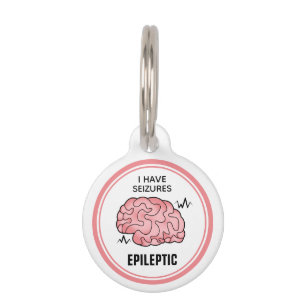 Cartoon Brain For Epilepsy Alert I Have Seizures Pet Tag