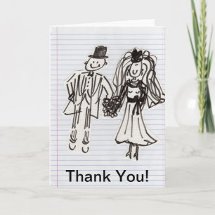 Cartoon Bride+Groom Thank You Card