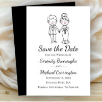 Cartoon Bride Groom Wedding Save The Date Wedding