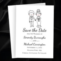 Cartoon Bride Groom Wedding Save The Date Wedding