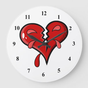 Cartoon Broken Hearted Design Large Clock