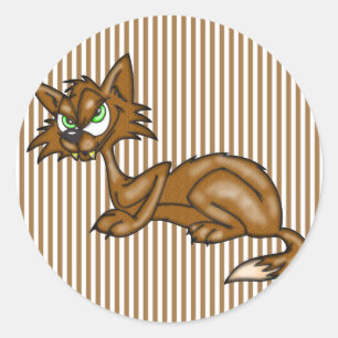 Cartoon Brown Alley Cat Classic Round Sticker