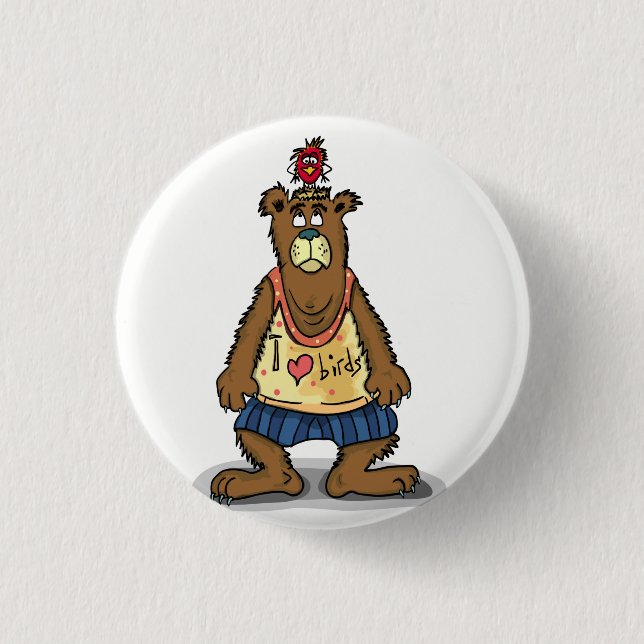Cartoon Brown bear standing on his back feet 3 Cm Round Badge (Front)