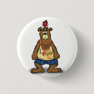 Cartoon Brown bear standing on his back feet 3 Cm Round Badge